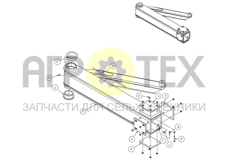 Телескопическая опора переднего правого колеса (SX016669) (SX016669F) (№3 на схеме)